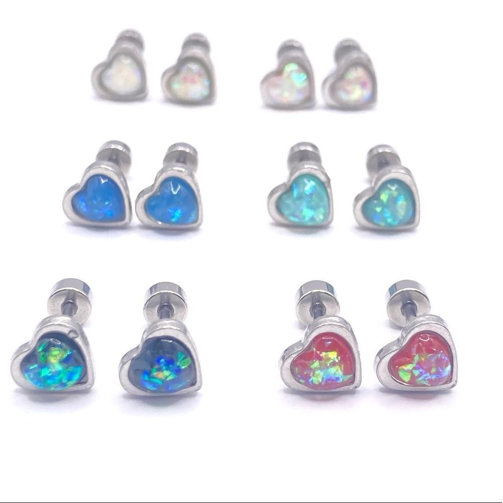 Set of 6 10g cartilage stud earrings
